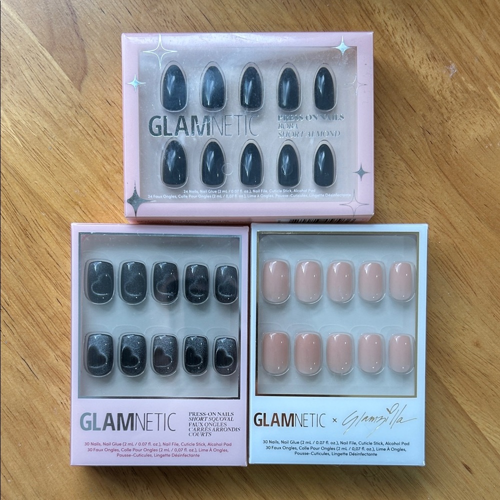 Glamnetic Press-On Nails Set - Black and Pink